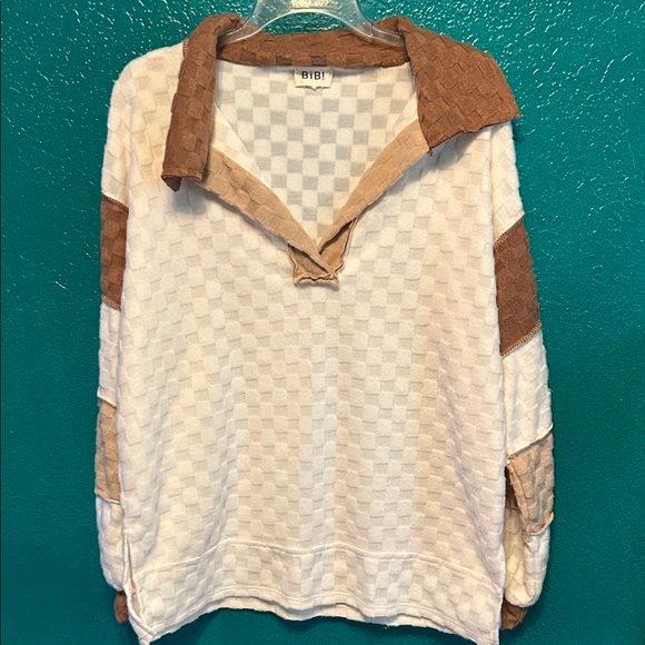 BiBi Sweaters - BIBI boutique Checkered Pullover Sweater